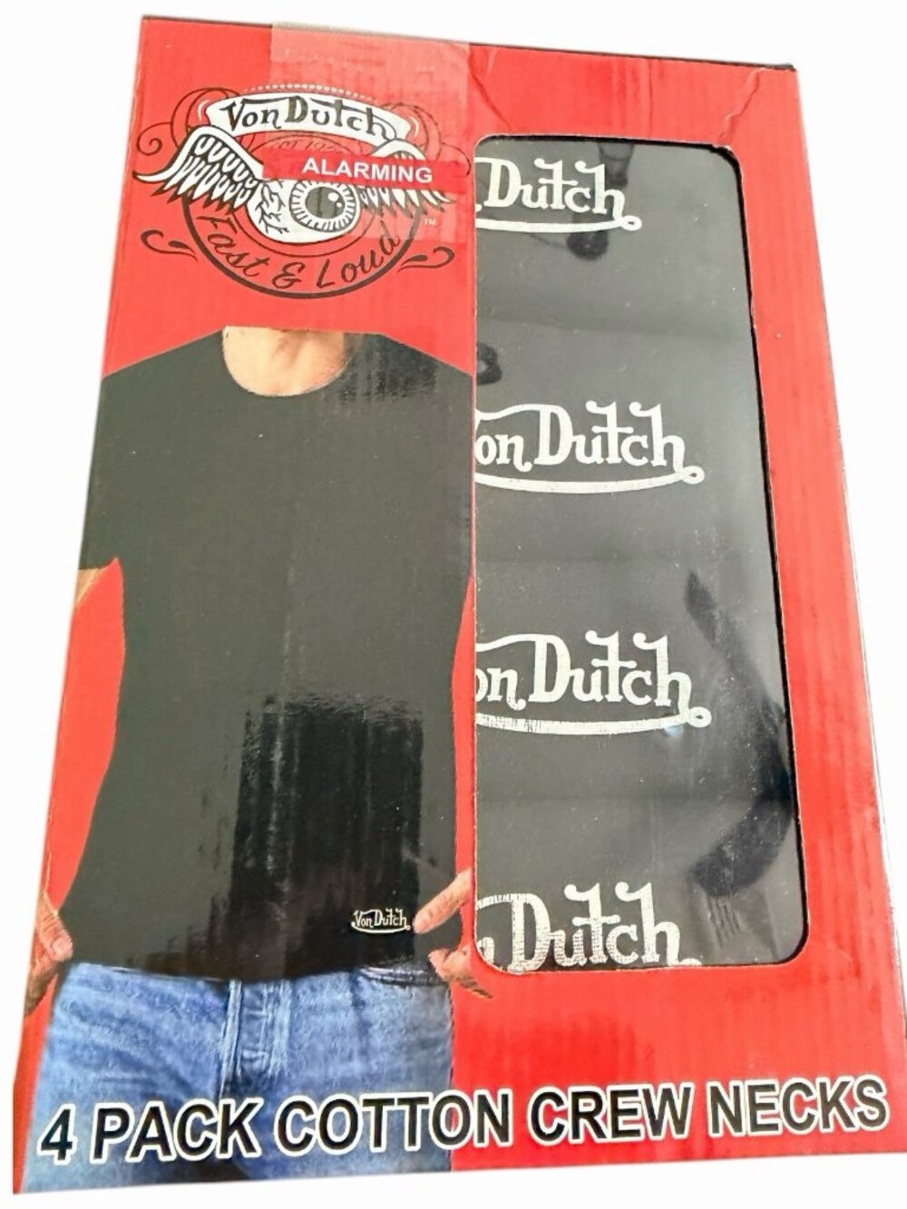 Von Dutch Premium Cotton Crew Neck T-Shirt Set Men's Sz Medium 4 Pack Black